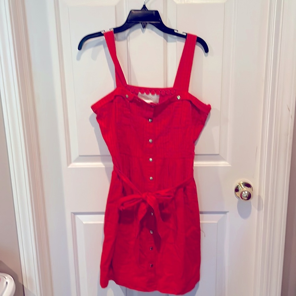 Anthropologie Leifsdottier coral snap front dress Sz 8 GUC b71